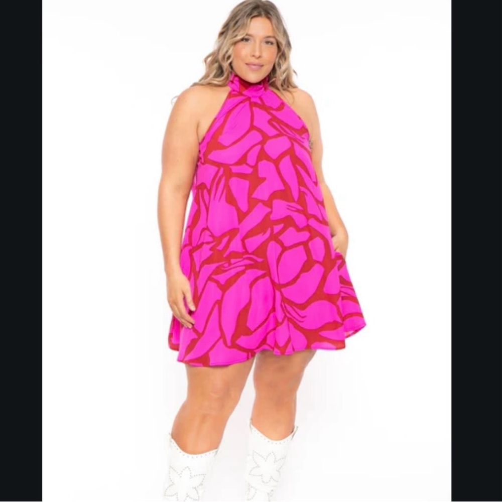 Pink and Red Sleeveless Dress